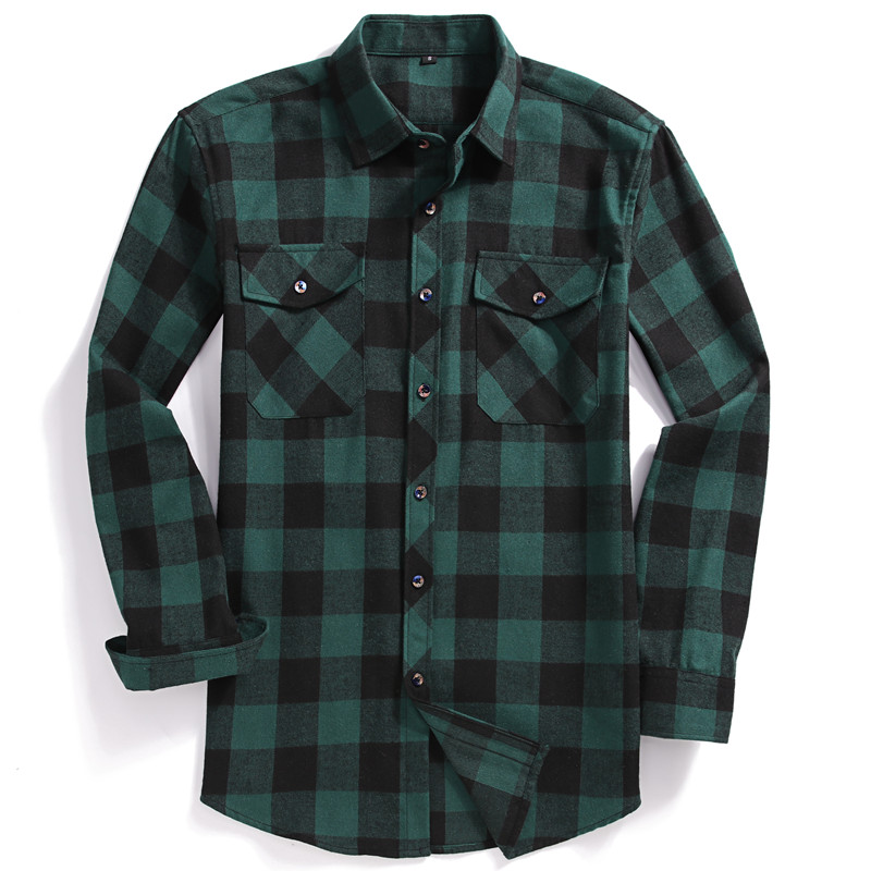 Flannel Shirt Lined - Fall Men's Long-Sleeved Casual Button Shirt