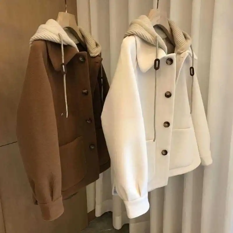 Women's Hooded Woolen Coat 202 - Wool Coat Peacoat recension och pris