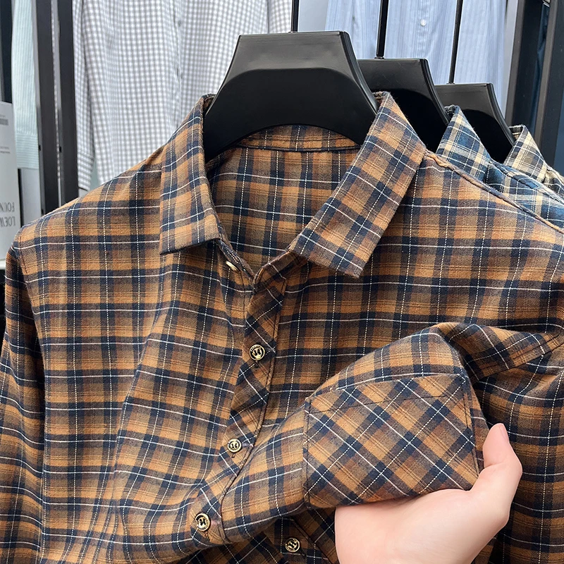 Men's Lapel Collar Plaid Shirt - Flannel Shirt Lined recension och pris