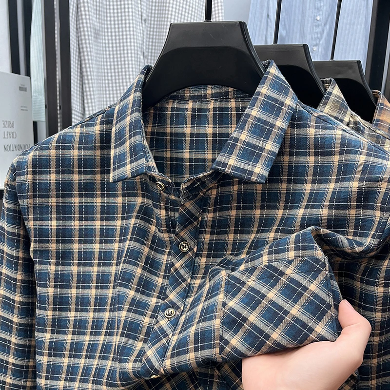 Men's Lapel Collar Plaid Shirt - Flannel Shirt Lined recension och pris