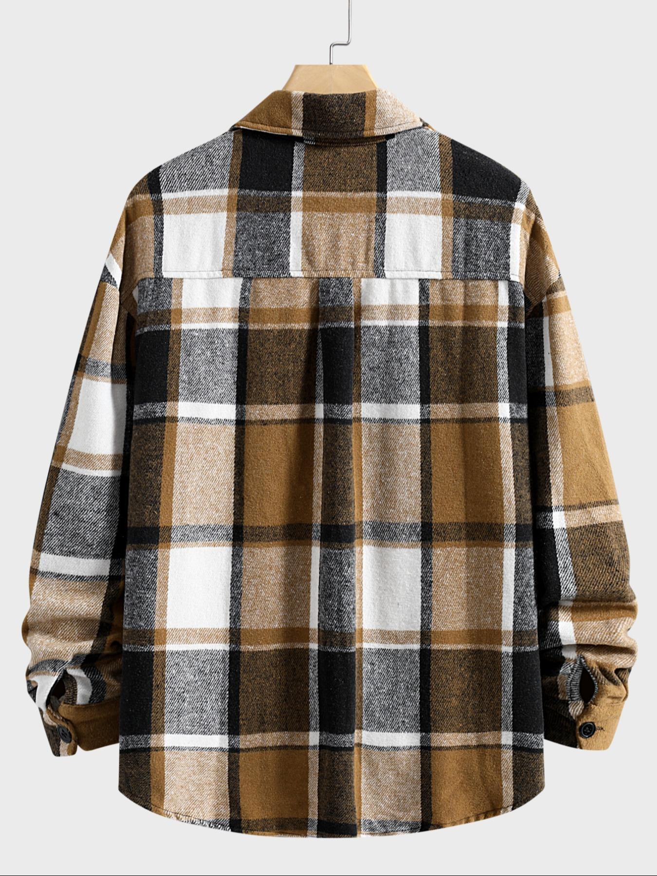 Retro Plaid Shirt Men Casual E - Flannel Shirt Lined recension och pris