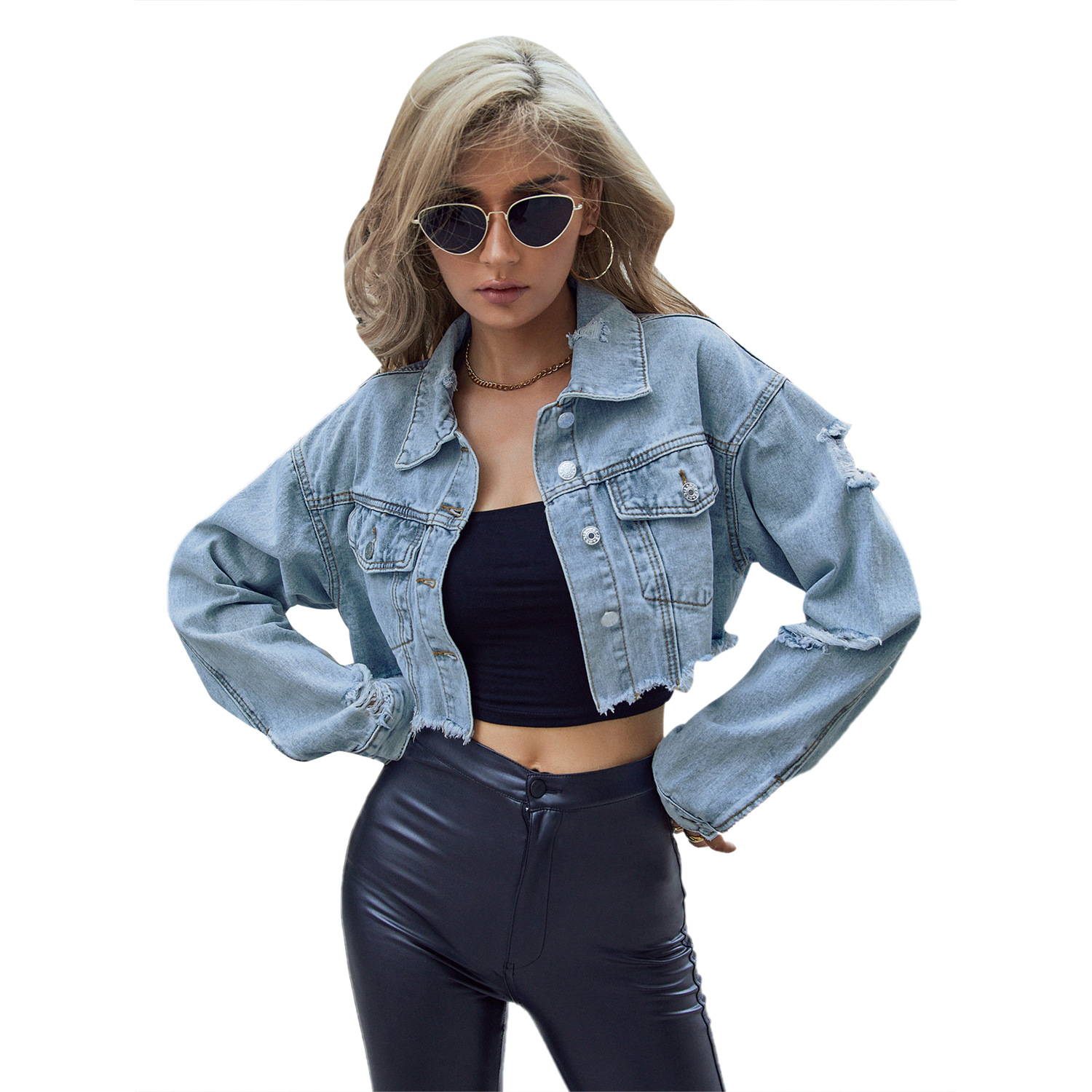 Women Denim Coats Solid Short  - Down Jacket Packable recension och pris