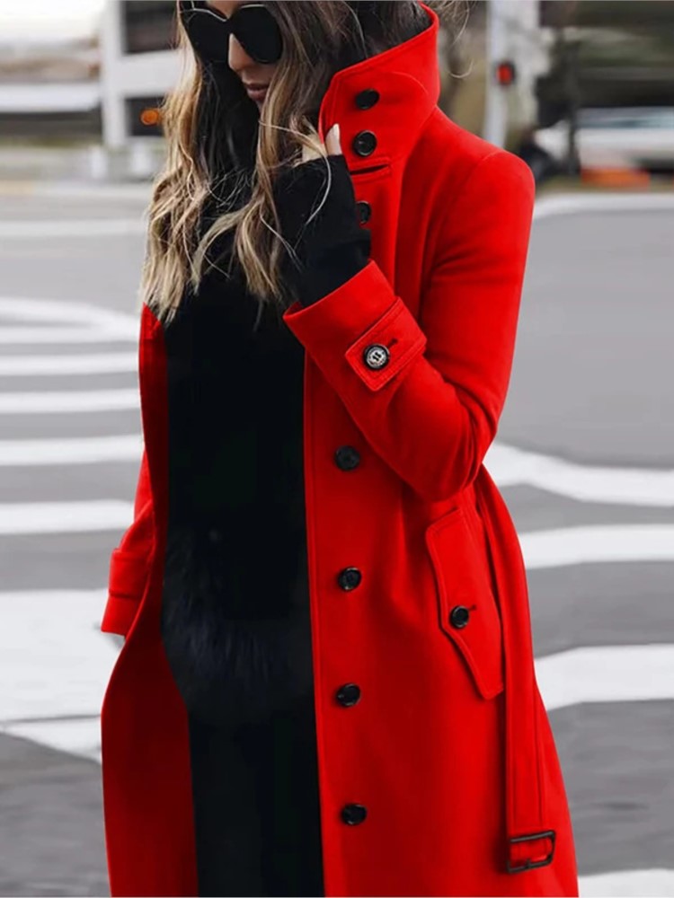 Women's New Woolen Coat Outerw - Wool Coat Peacoat recension och pris